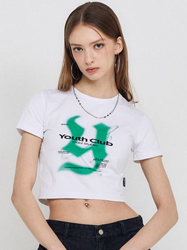 Y Logo Crop T-shirt [White] - ODD STUDIO - Modalova