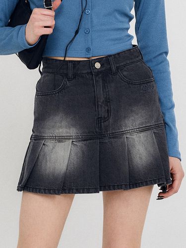 Washed Pleats Denim Mini Skirt [] - ODD STUDIO - Modalova