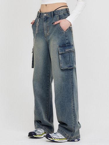 Sand Washed Cargo Wide Denim Pants [] - ODD STUDIO - Modalova