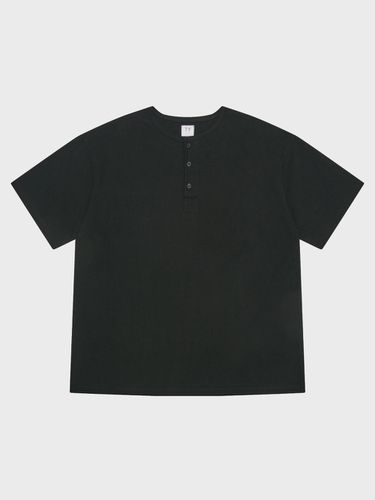 Button Henry Neck Half Sleeve Shirt_Black - TLEYOUNG - Modalova