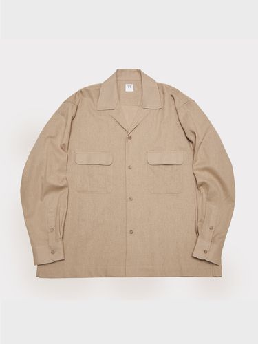 Pocket Linen Open Collar Shirt_Beige - TLEYOUNG - Modalova