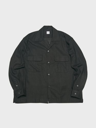 Pocket Linen Open Collar Shirt_Black - TLEYOUNG - Modalova