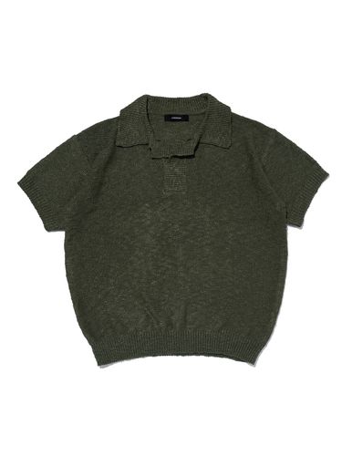 CB Boucle Open Collar Half Knit Pullover_Khaki - CARGOBROS - Modalova