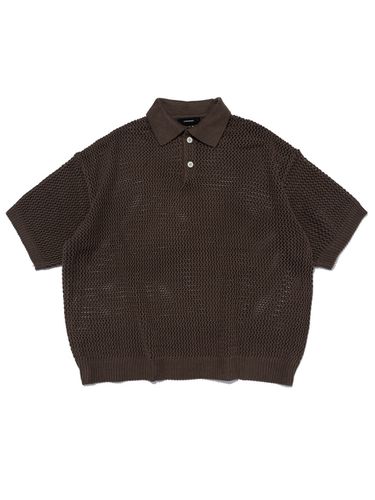 CB Scasi Net Collar Half Knit Pullover_Brown - CARGOBROS - Modalova