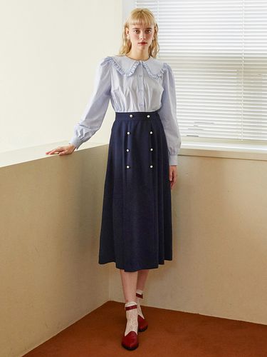 Button Skirt_Navy - ILLUSTRIS ILLUSION - Modalova