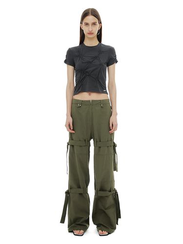 Double Tie Up Cotton Pants - Khaki - CERRIC - Modalova