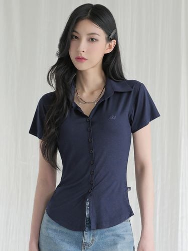 Sopy Collar Short-Sleeve Top _Navy - AVANDRESS - Modalova