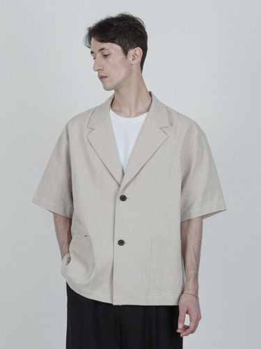 Half Sleeve Linen Jacket_Light Grey - LIEU HOMME - Modalova