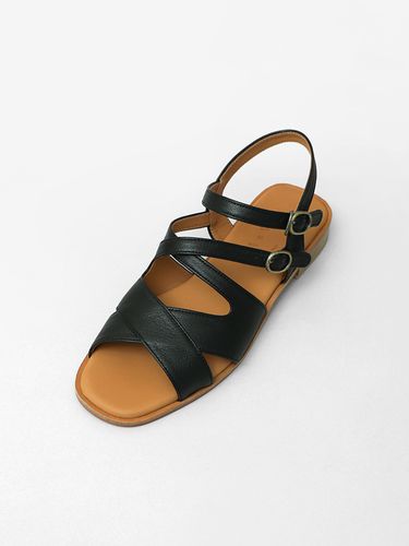 Leather Crossover Sandals_Black - heenn - Modalova