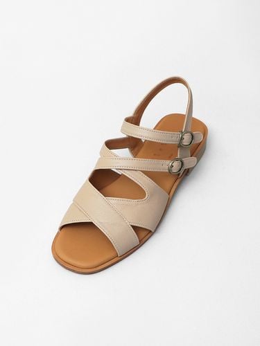 Leather Crossover Sandals_Pink Beige - heenn - Modalova