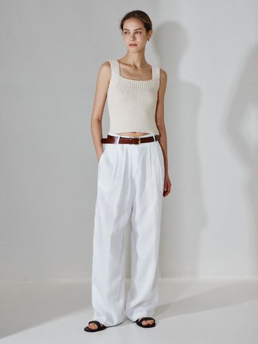 Wide Linen Pants - White - RIDIFI - Modalova