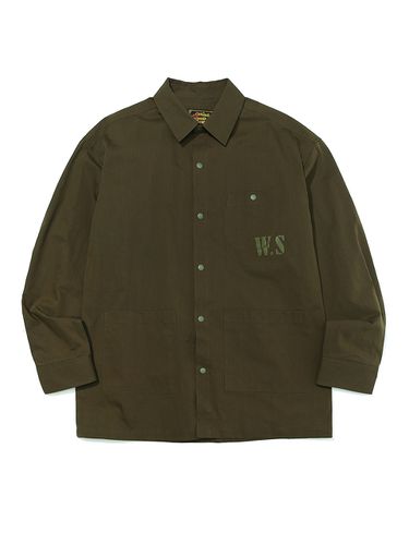 Military Utility Cotton Double Pocket Shirt_Khaki - OGARP - Modalova