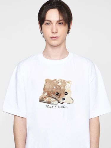 UNISEX] Pomeranian Drawing Logo T-shirt_White - GRAVER - Modalova