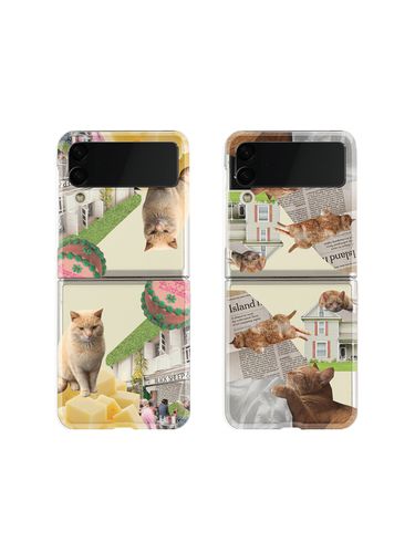 Lazy Kitty Clear Hard Z Flip Phone Case - mademoment - Modalova