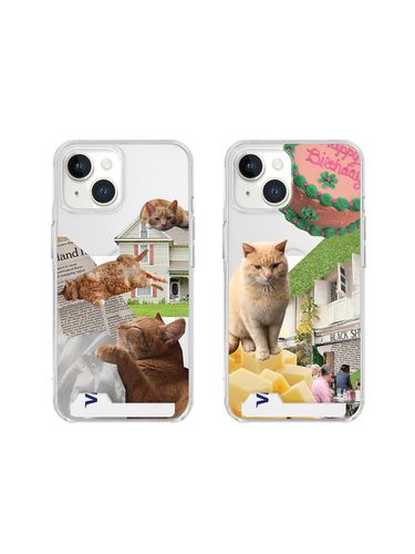 Lazy Kitty Clear Card iPhone Case - mademoment - Modalova