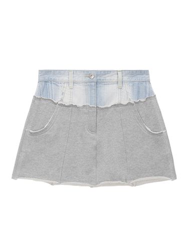 Denim Combination Sweat Skirt_Gray - Matin Kim - Modalova