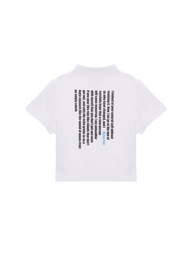 Mock Neck Typo Crop Top_White - Matin Kim - Modalova