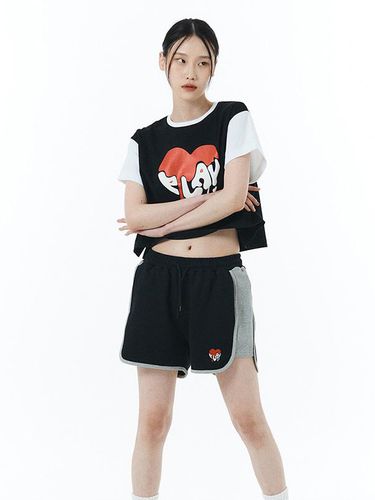 Heart Colorblock Shorts - Black - PLAYIAN - Modalova