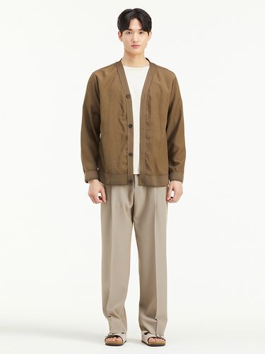 Pleats Woven Cardigan [Khaki] - T.I FOR MEN - Modalova