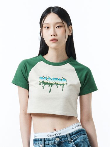 Two Toned Logo Slim Cropped T-Shirt - PLAYIAN - Modalova