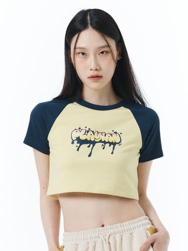 Two Toned Logo Slim Cropped T-Shirt - PLAYIAN - Modalova