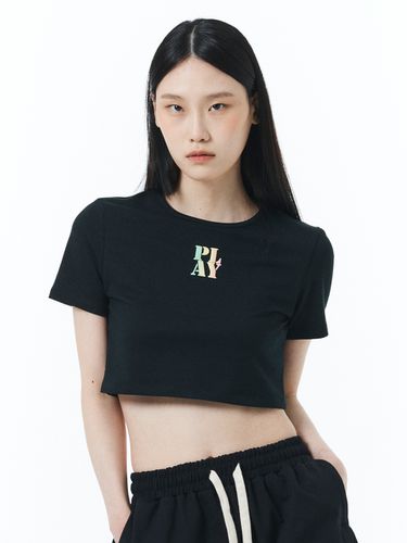 Cotton Logo Slim Cropped T-Shirt - PLAYIAN - Modalova