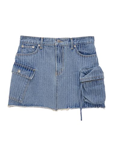 Stripe Cargo Denim Mini Skirt_Sky - Matin Kim - Modalova