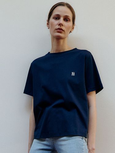 Premium Silket Cotton T-shirt_Navy - Et demain - Modalova