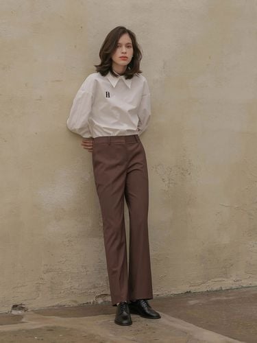 Wide Wool Slacks_Brown - Et demain - Modalova