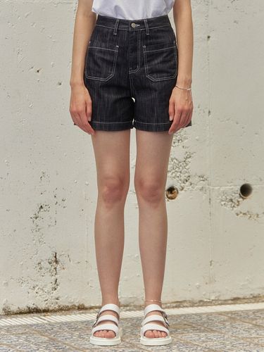 Stitch Denim Short Pants_Deep Indigo - ZEROSTREET - Modalova