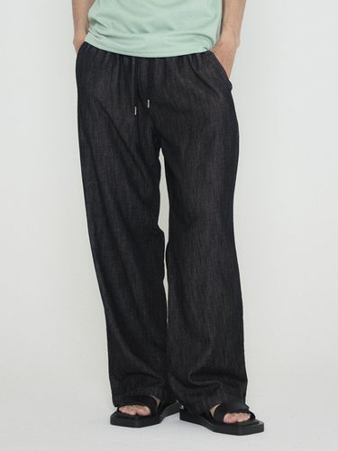 Linen Wide Denim Pants_Black Denim - Analogmood - Modalova