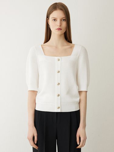 Button Puff Square-neck Knit - SISTINA - Modalova