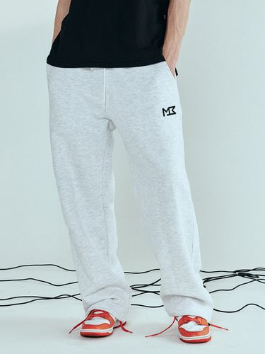 Wide-Leg Drawstring Sweatpants _ White Melange - MOMENTISM - Modalova