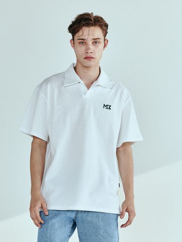 Open-Collar Logo Polo Shirt _ White - MOMENTISM - Modalova