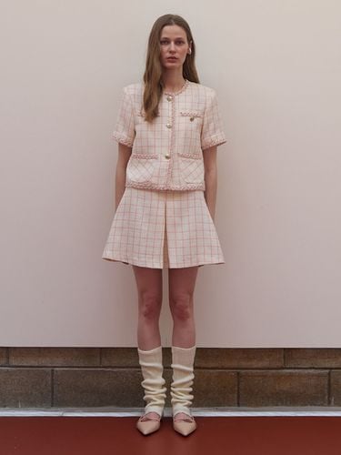 Linen Tweed A-line Mini Skirt_Pink - Et demain - Modalova