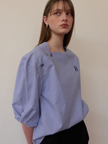 Sleeve Twist Stripe Shirt_Blue - Et demain - Modalova