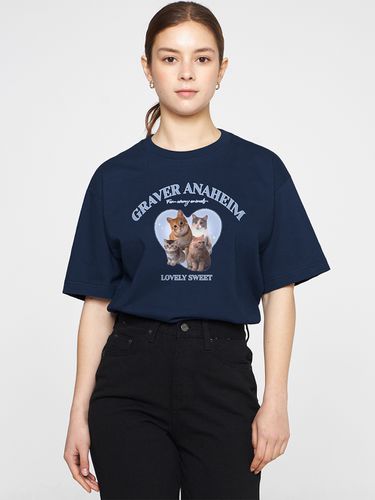 Lovely Cat T-shirt_Navy - GRAVER - Modalova