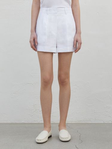 Turn-Up Linen Shorts - White - RIDIFI - Modalova