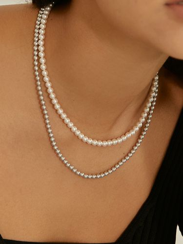 Two-way White Grey Pearl Necklace #LSN51 - LUNNE - Modalova