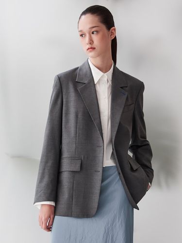 Signature Button Detail Semi Overfit Jacket _Grey - kuho plus - Modalova