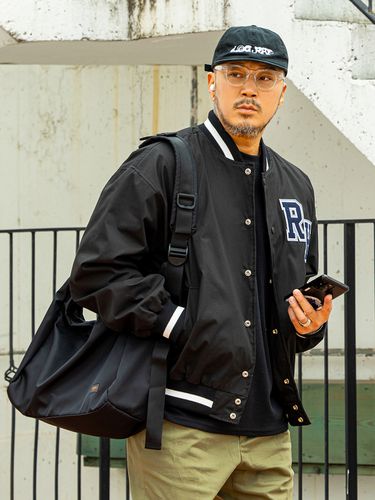 Classic Logo Over Fit Varsity Jacket_Black - RUGGED HOUSE - Modalova