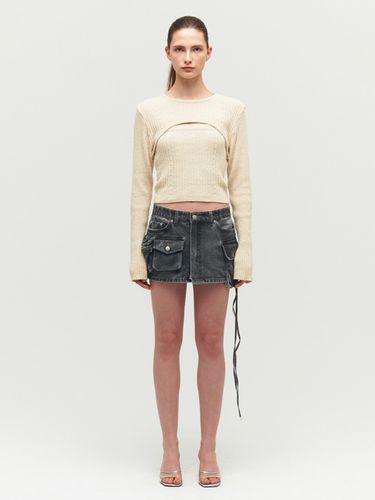 Washed Denim Skirt_Gray - Porta - Modalova