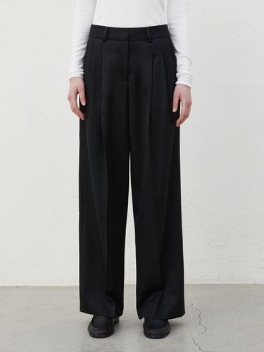 Basic Wide Two Tuck Slacks - Black - RIDIFI - Modalova