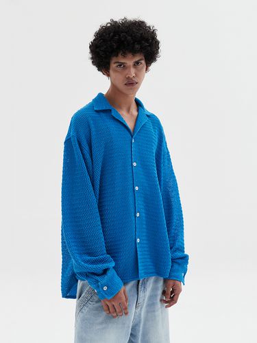 Open Collar Knitted Shirts _ Blue - DNSR - Modalova