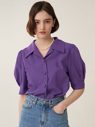 Romantic Open Collar Blouse Violet - F.cocoromiz - Modalova