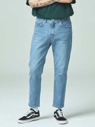 Washed Ash Slub Crop Tapered Jeans - INROWS - Modalova