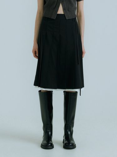 Double Belt Loops Midi Skirt _Black - OEF - Modalova