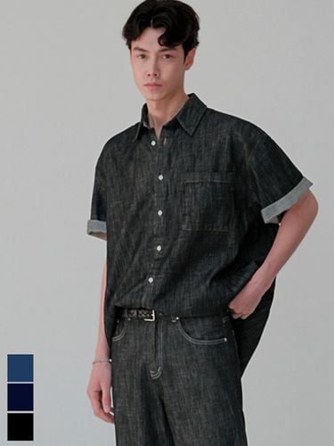 Cooling Denim Loose Short Sleeve Shirt_3 Colors - AVANDRESS - Modalova