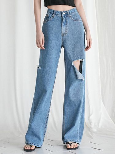 Destroyed Wide Pants_Blue - AVANDRESS - Modalova