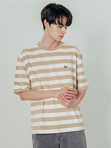 Oversized Stripe T-Shirt _ Beige - ADHOC - Modalova